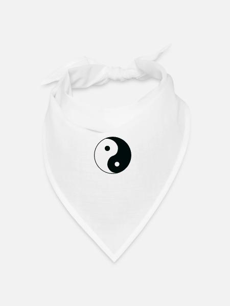 ying yang Schwarz und Weiß auf und ab - Bandana Dreieckstuch - Weiß