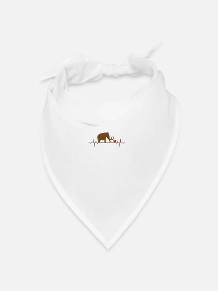 Mammoth Heartbeat Animal Love Heart Cool T-Shirt - Bandana Dreieckstuch - Weiß