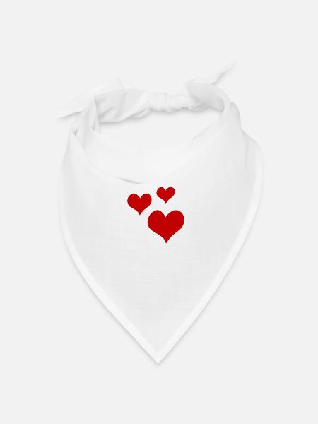 Herzen - Bandana Dreieckstuch - Weiß