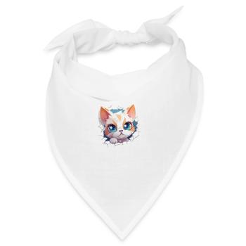 Flauschige Neugier: Babykatzen-Entdecker T-Shirt - Bandana Dreieckstuch - Weiß - Vorne