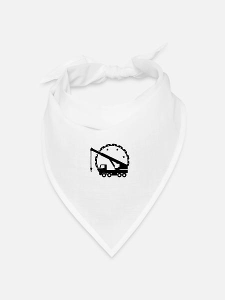 Baufahrzeug - Lastkraftwagen Baustelle Kran - Bandana Dreieckstuch - Weiß