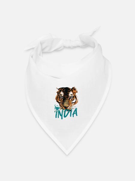 Indien, bengalisches Tigergesicht, Symbol Indiens - Bandana Dreieckstuch - Weiß