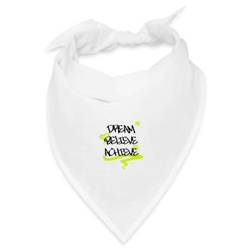 "Dream Believe Achieve" Graffiti mit Herz, Krone - Bandana Dreieckstuch - Weiß - Vorne