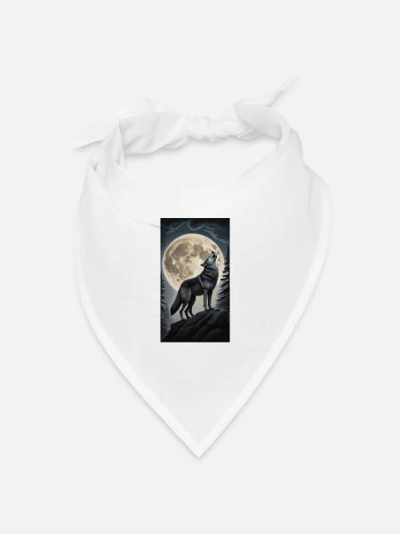 Wolf - Bandana Dreieckstuch - Weiß