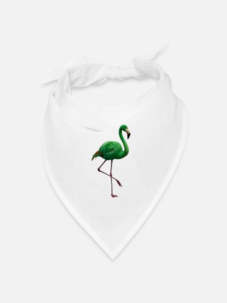 Emerald Flamingo Silhouette - Bandana Dreieckstuch - Weiß