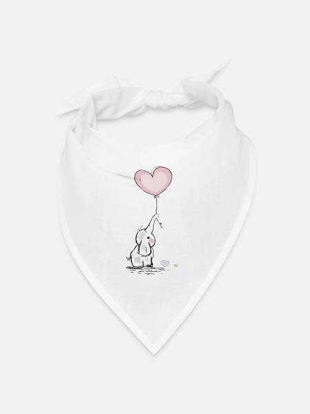 Elefant mit Herz - Bandana Dreieckstuch - Weiß