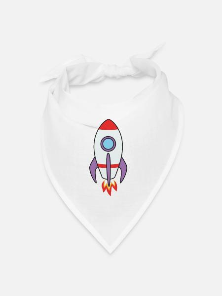 Rakete - Bandana Dreieckstuch - Weiß