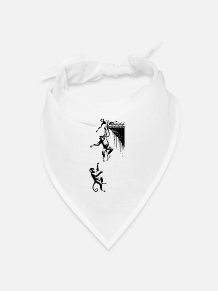 3 Affen Affenbande Affe fällt herunter - Bandana Dreieckstuch - Weiß