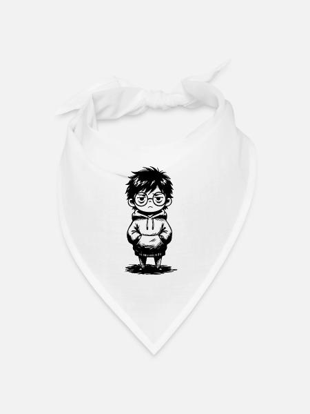 Aufkleber-Kinder-Hoodie Apathie Schwarz-Weiß - Bandana Dreieckstuch - Weiß