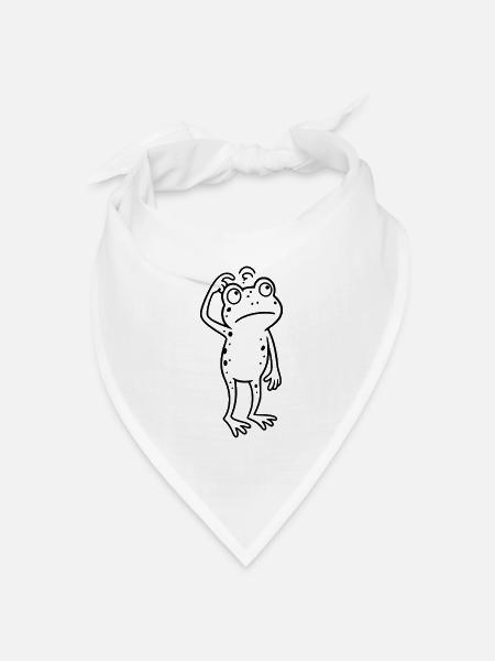 Verwirrter Frosch der sich am Kopf kratzt - Bandana Dreieckstuch - Weiß