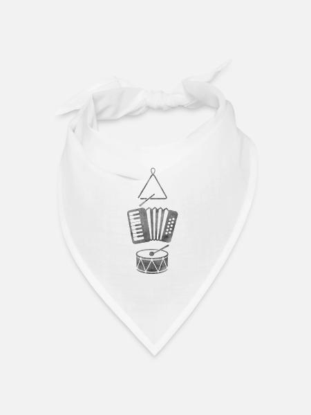 Forro Instrumente – Triangel, Sanfona & Zabumba - Bandana Dreieckstuch - Weiß