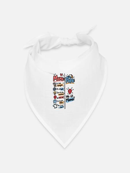 Mama Papa – Lustige Fragen aus dem Familienalltag - Bandana Dreieckstuch - Weiß