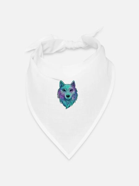 Wolf Kopf Wolfhead Zeichnung Kunst Illustration - Bandana Dreieckstuch - Weiß