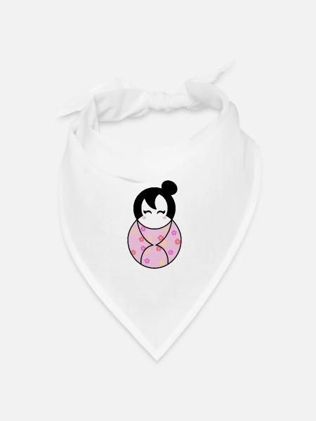 Japanische Kokeshi kawaii - Bandana Dreieckstuch - Weiß