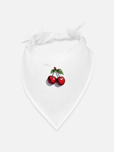 Rote Kirsche Cherries Kirschen Cherry - Bandana Dreieckstuch - Weiß