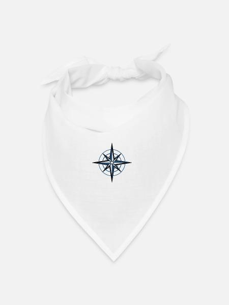 Stern Navigation Kompass Segelboot Yacht Segler - Bandana Dreieckstuch - Weiß