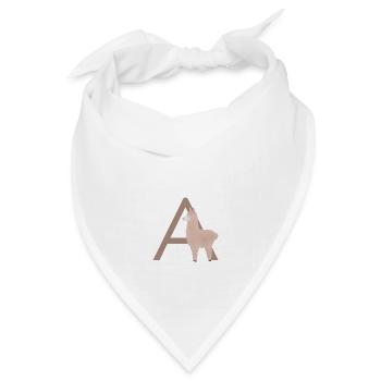 A - ALPAKA - ABC, Alphabet, Buchstabe, Tier - Bandana Dreieckstuch - Weiß - Vorne