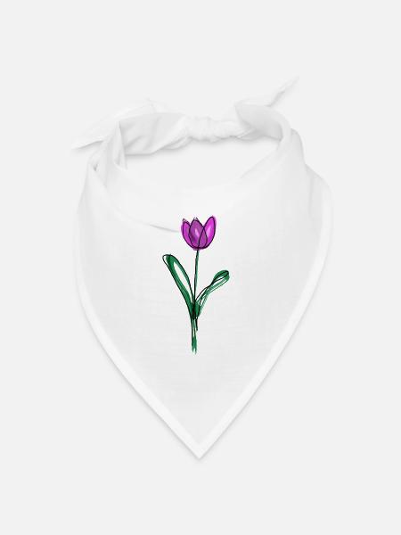 Lila Tulpe - Bandana Dreieckstuch - Weiß