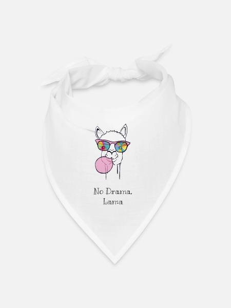 Buntes Lama mit Regenbogenbrille - Bandana Dreieckstuch - Weiß