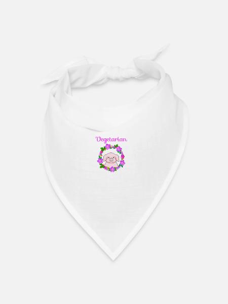 Vegetarian, cute pig design - Bandana Dreieckstuch - Weiß