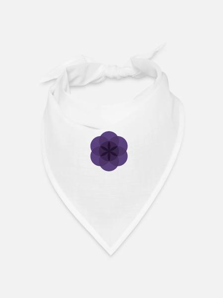 violette Lebensblume - Bandana Dreieckstuch - Weiß