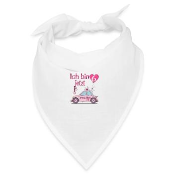Polizeiauto Ich bin jetzt 6 Geburtstag Rosa - Bandana Dreieckstuch - Weiß - Vorne