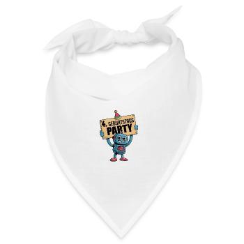 Ich bin 4 Jahre vierter Geburtstag mit Roboter - Bandana Dreieckstuch - Weiß - Vorne