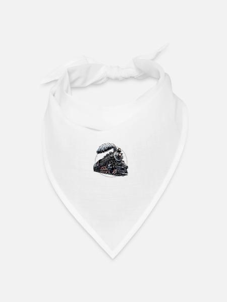 Dampflok Grafik - Bandana Dreieckstuch - Weiß
