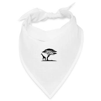 Giraffe und Akazie Silhouette Afrikanische Natur - Bandana Dreieckstuch - Weiß - Vorne