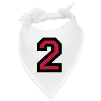 Zahl 2 - Nummer 2 (Rot) Nr. 2 - Bandana Dreieckstuch - Weiß - Vorne