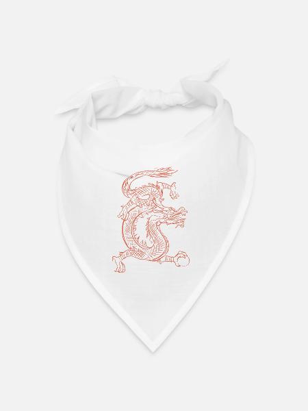 Roter japanischer Feuerdrache - Geschenk - Bandana Dreieckstuch - Weiß