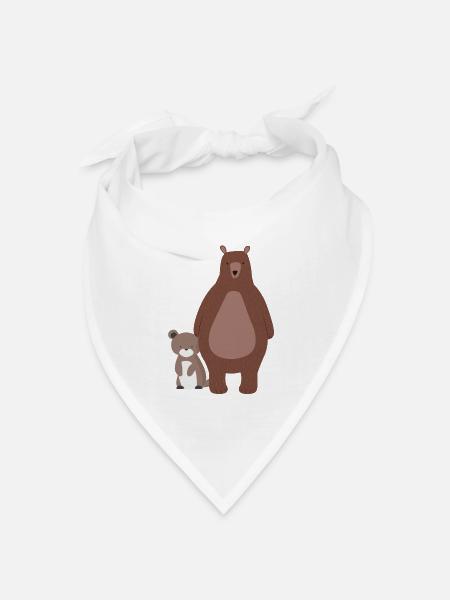 Mama Bär oder Papa Bär mit Babybär Bärchen - Bandana Dreieckstuch - Weiß