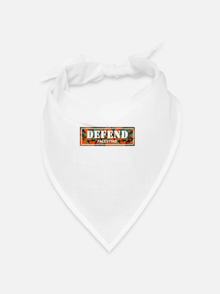 "DEFEND PALESTINE" Camouflage T-Shirt - Bandana Dreieckstuch - Weiß