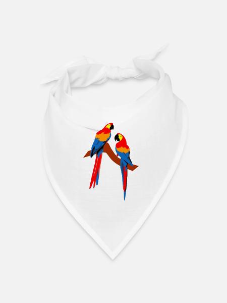 Papageie - Bandana Dreieckstuch - Weiß