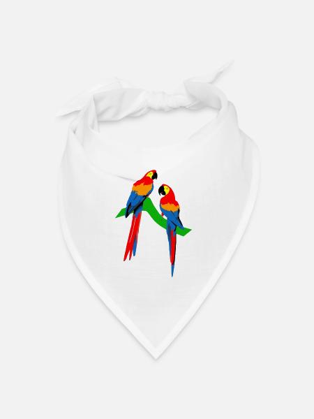 Papageie - Bandana Dreieckstuch - Weiß