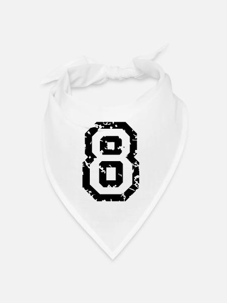 Zahl 8 - Nummer 8 (Vintage Weiß) Nr. 8 - Bandana Dreieckstuch - Weiß