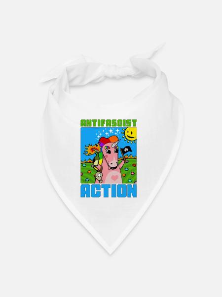Antifascist Action (Unicorn) - Bandana Dreieckstuch - Weiß