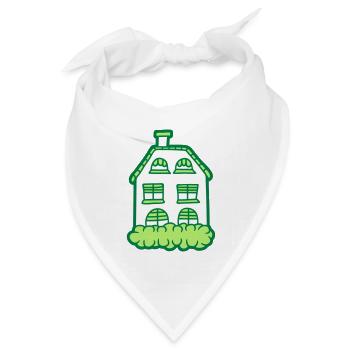 Häuschen Gemaltes Haus - Bandana Dreieckstuch - Weiß - Vorne