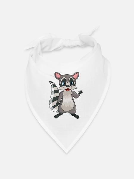 Waschbär - Bandana Dreieckstuch - Weiß