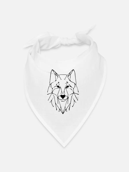 Wolf geometrisch - Bandana Dreieckstuch - Weiß