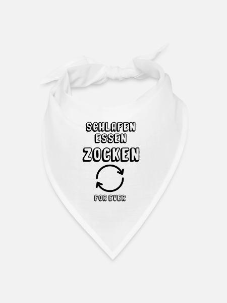 schlafen essen zocken for ever - Bandana Dreieckstuch - Weiß
