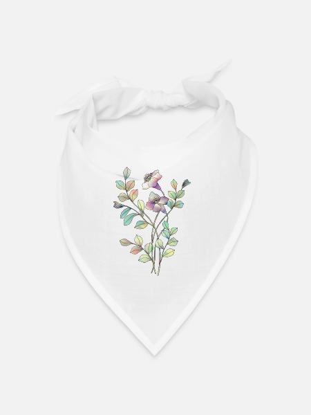 Blumen - Bandana Dreieckstuch - Weiß