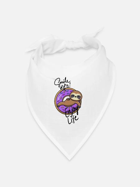 Smile more Sloth - Bandana Dreieckstuch - Weiß