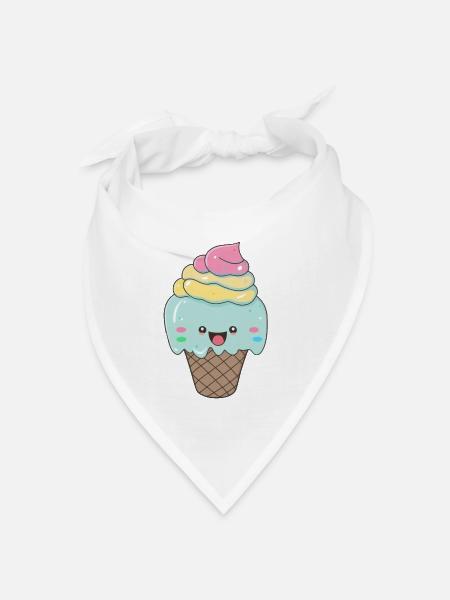 Kawaii Süßes fröhliches buntes Eis - Bandana Dreieckstuch - Weiß