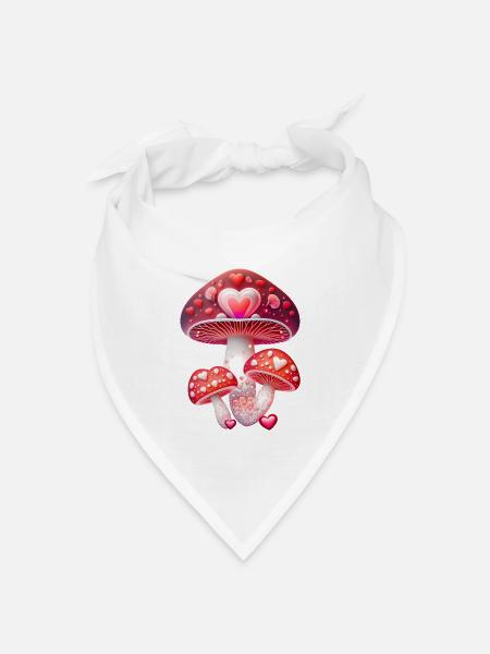 Herzens Pilze - Bandana Dreieckstuch - Weiß
