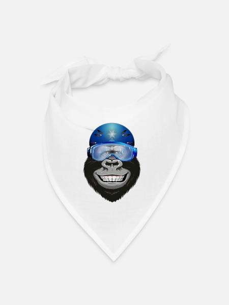Gorilla mit Brille und Helm - Bandana Dreieckstuch - Weiß
