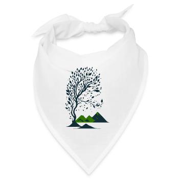 Baum und Berge minimalistisch - Bandana Dreieckstuch - Weiß - Vorne