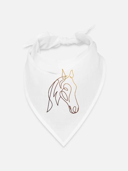 HORSE Linienkunst - Bandana Dreieckstuch - Weiß