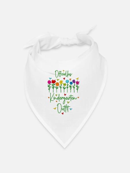 Offizielles Kindergarten Outfit mit bunten Blumen - Bandana Dreieckstuch - Weiß