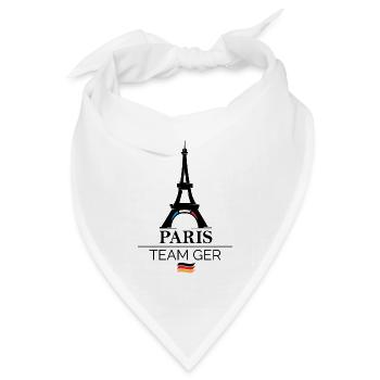 paris team germany Sport Athlet Spiele Eiffelturm - Bandana Dreieckstuch - Weiß - Vorne